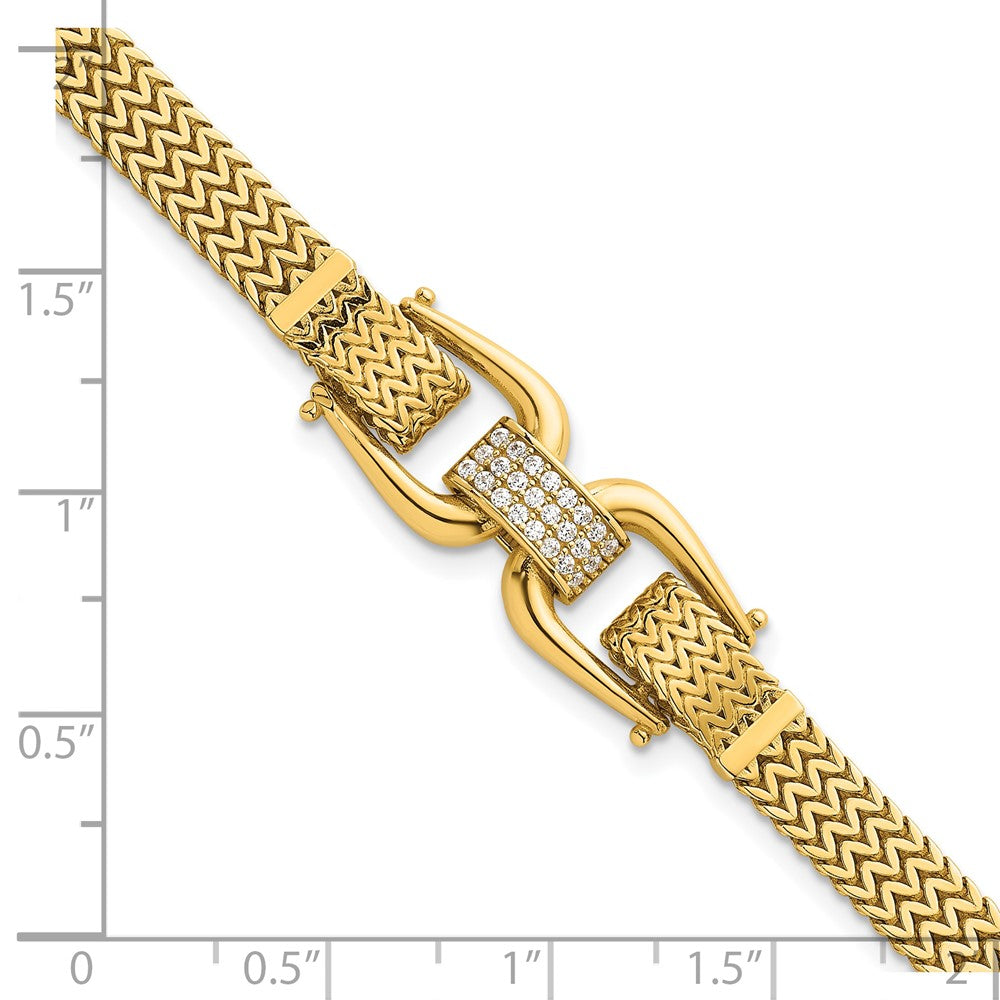 14k Polished Fancy Link w/ CZ 7.5in Bracelet