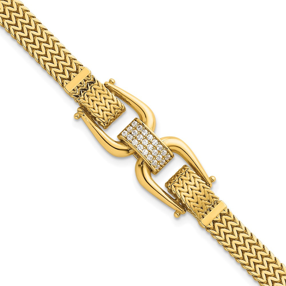 14k Polished Fancy Link w/ CZ 7.5in Bracelet