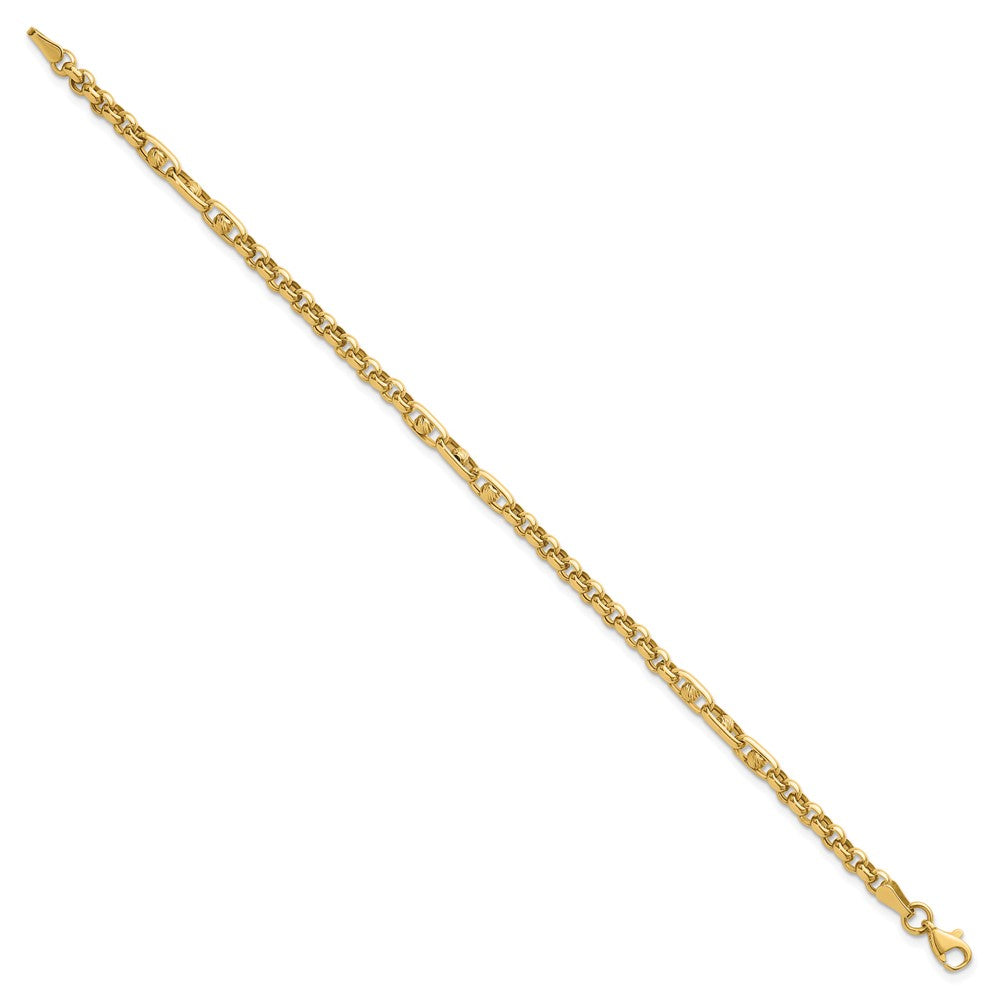 14k Polished & Diamond-cut 7.5in Fancy Link Bracelet