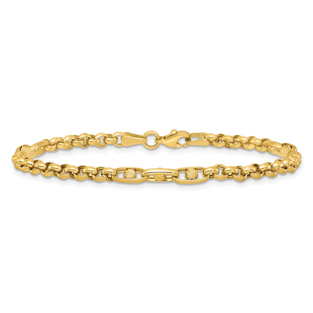 14k Polished & Diamond-cut 7.5in Fancy Link Bracelet
