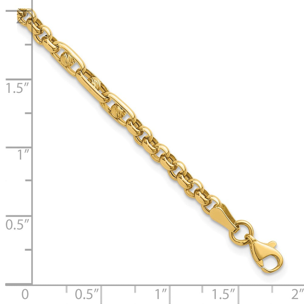 14k Polished & Diamond-cut 7.5in Fancy Link Bracelet