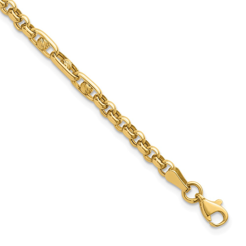 14k Polished & Diamond-cut 7.5in Fancy Link Bracelet