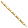 14k Polished & Textured Greek Key Design Oval Link 7.25 in Bracelet