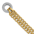 14k w/White Rhodium Textured Fancy Chain CZ Toggle Bracelet