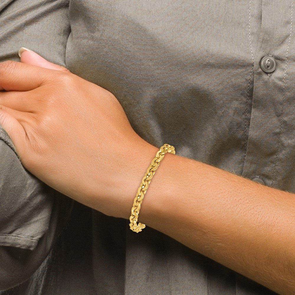 14K Polished Fancy 5.75mm Link 7.5 Inch Bracelet