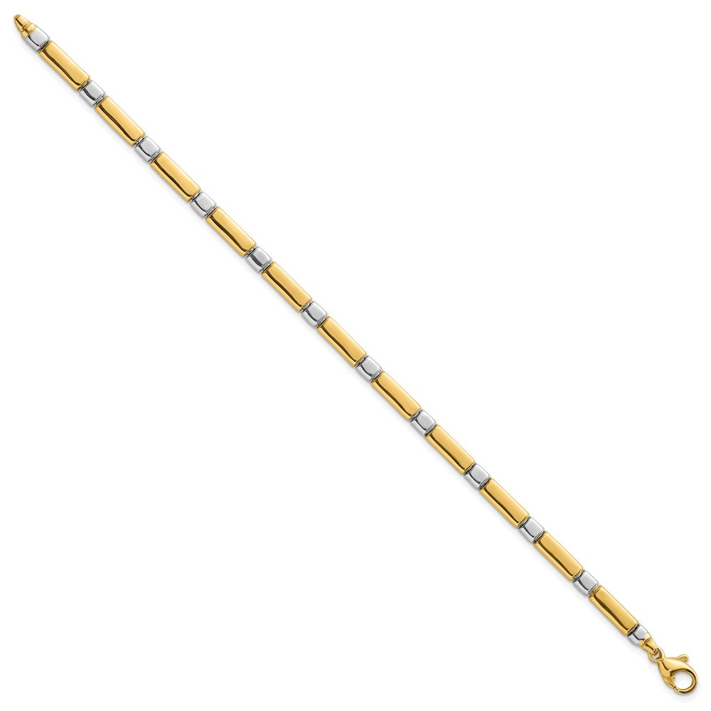 14k Two Tone Polished Fancy Link 4mm Bracelet