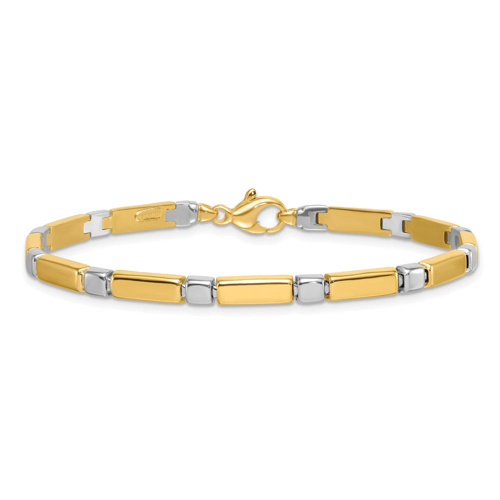 14k Two Tone Polished Fancy Link 4mm Bracelet