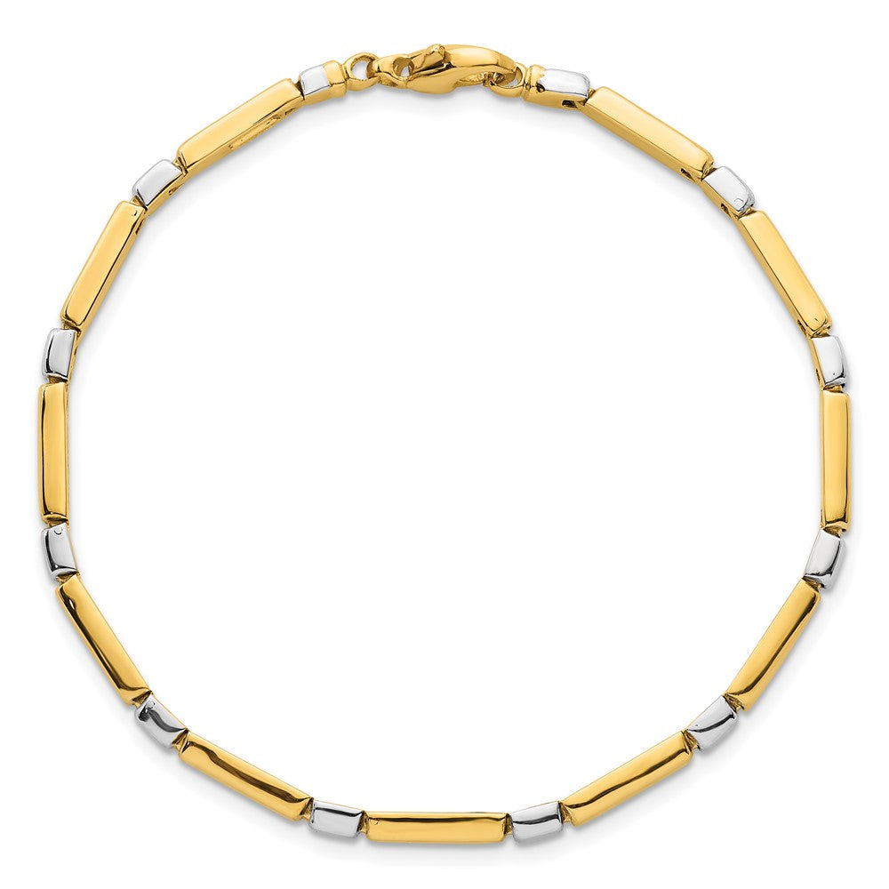 14k Two Tone Polished Fancy Link 4mm Bracelet