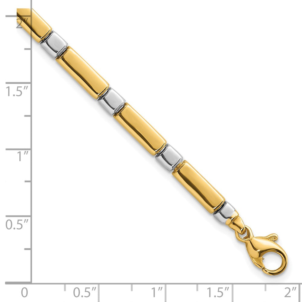 14k Two Tone Polished Fancy Link 4mm Bracelet