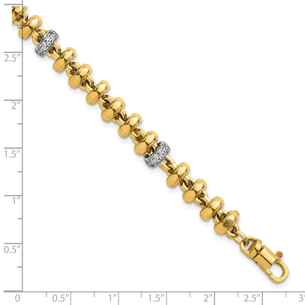 14k Two-tone Polished Fancy Link CZ 7.5in Bracelet