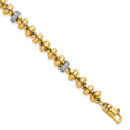 14k Two-tone Polished Fancy Link CZ 7.5in Bracelet