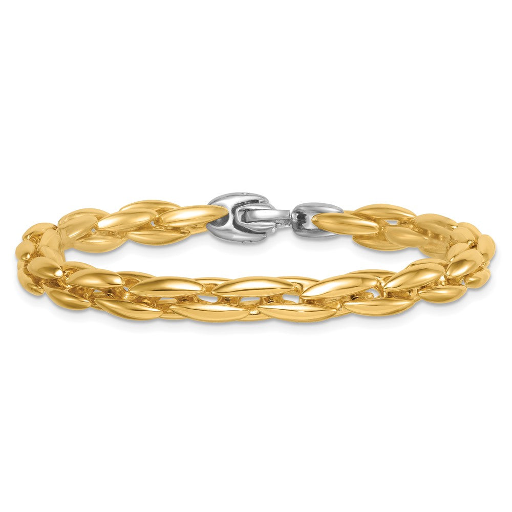 14k Two-tone Polished Fancy Link 6.75mm Bracelet