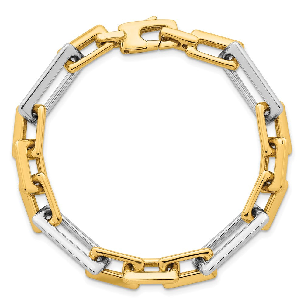 14k Two Tone Polished Fancy Square And Rectangle 8mm Bracelet