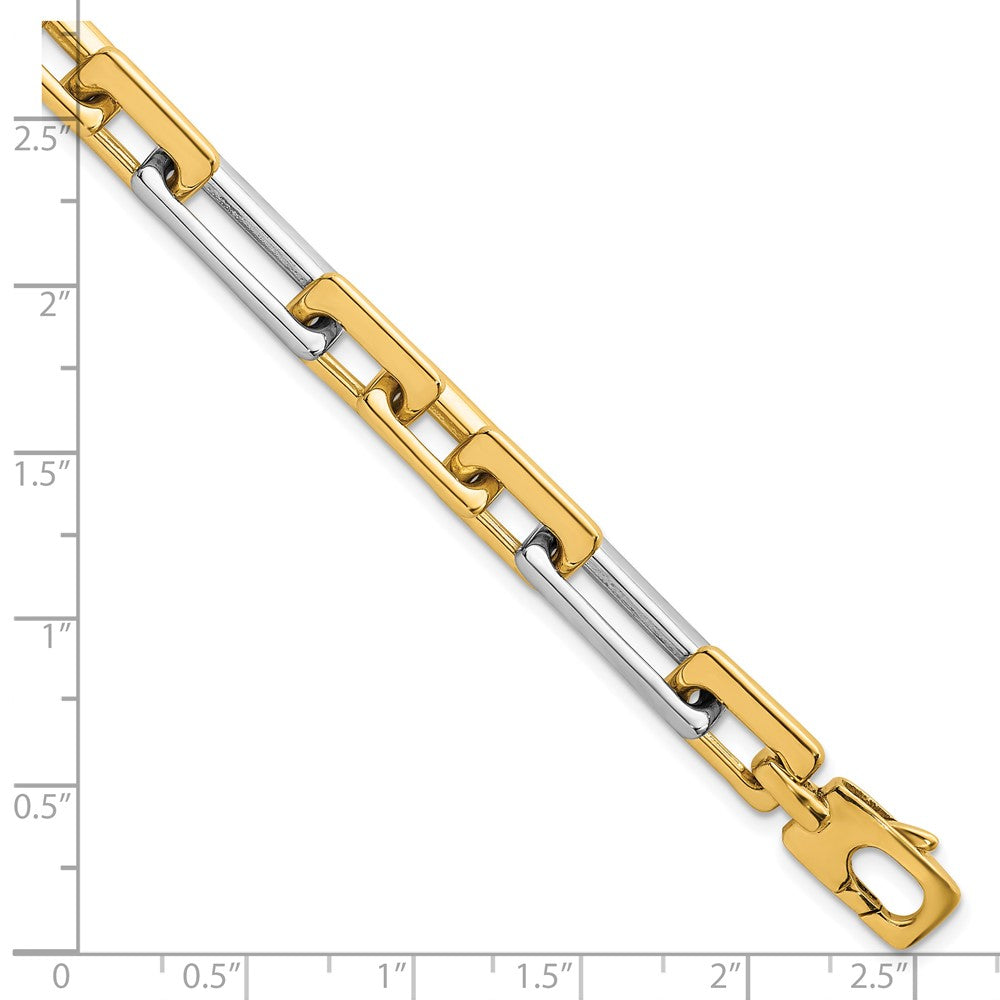 14k Two Tone Polished Fancy Square And Rectangle 8mm Bracelet