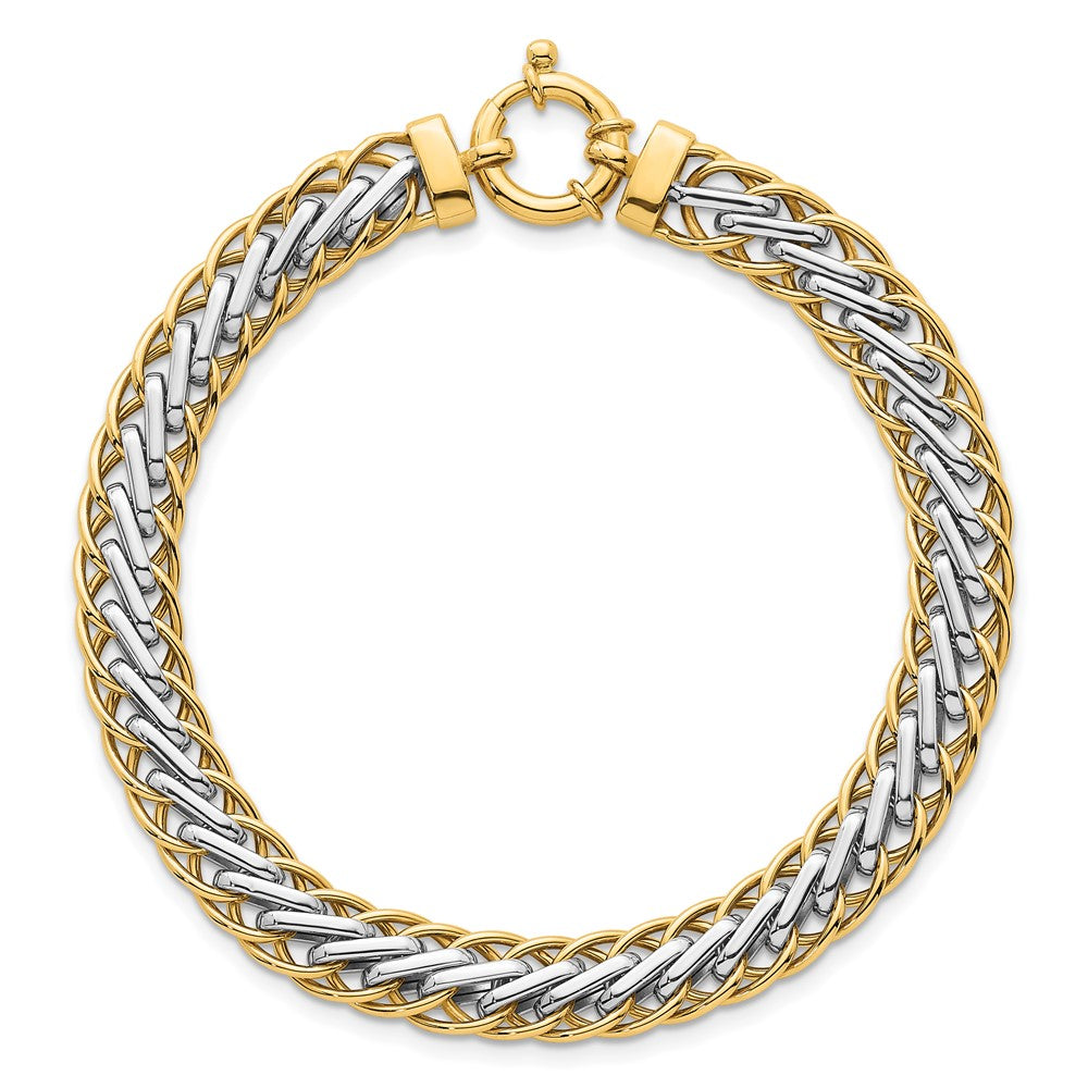14K Two-tone Polished Fancy Link Bracelet