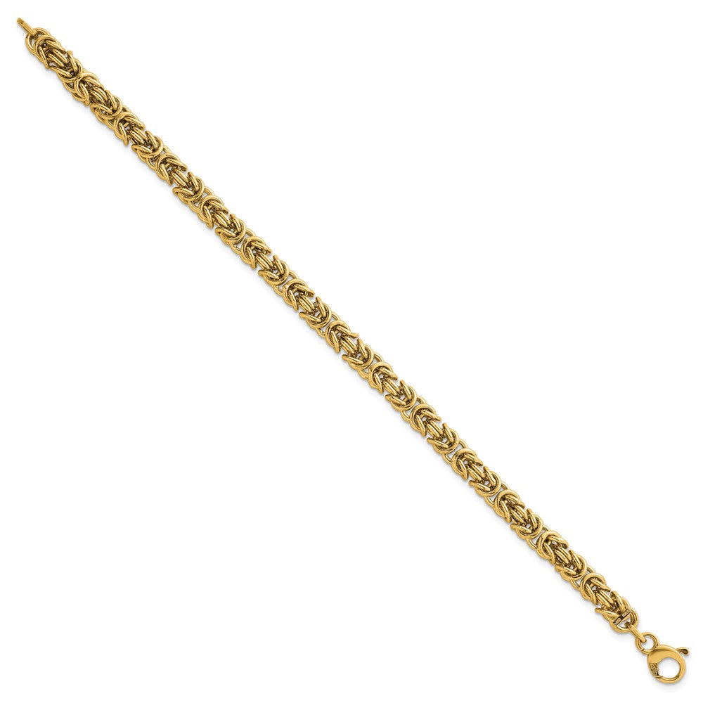 14K Polished 7.5in Rounded Byzantine Link Bracelet
