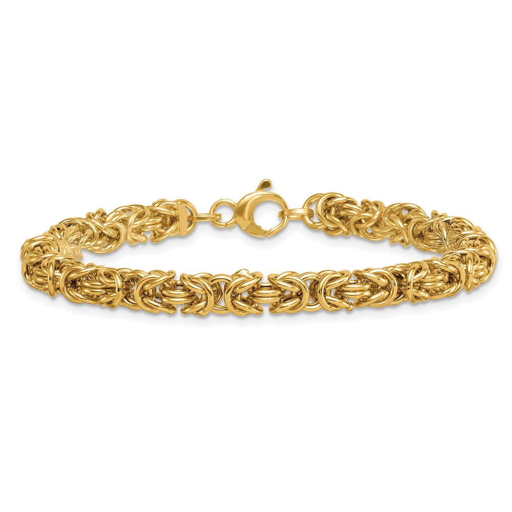 14K Polished 7.5in Rounded Byzantine Link Bracelet
