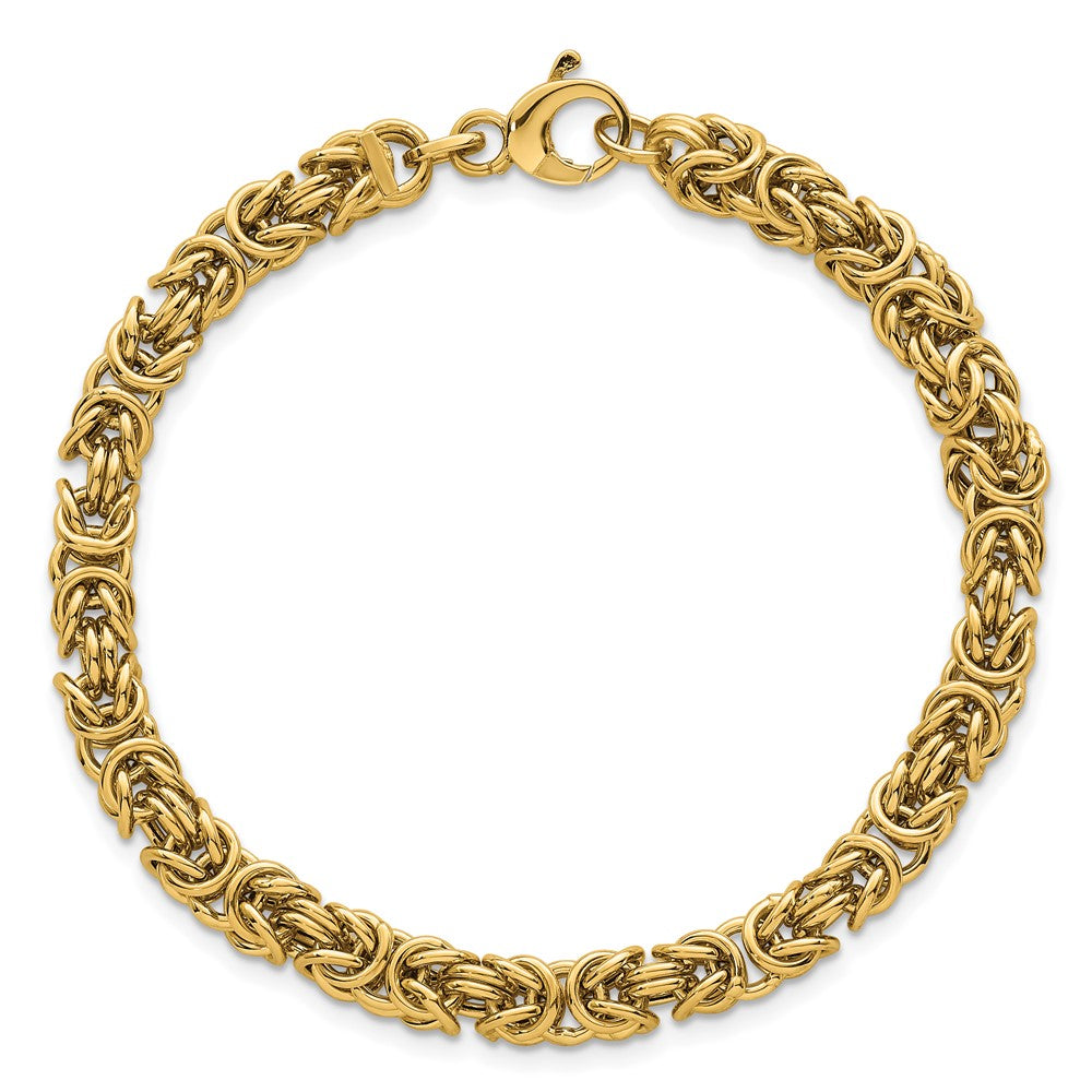 14K Polished 7.5in Rounded Byzantine Link Bracelet
