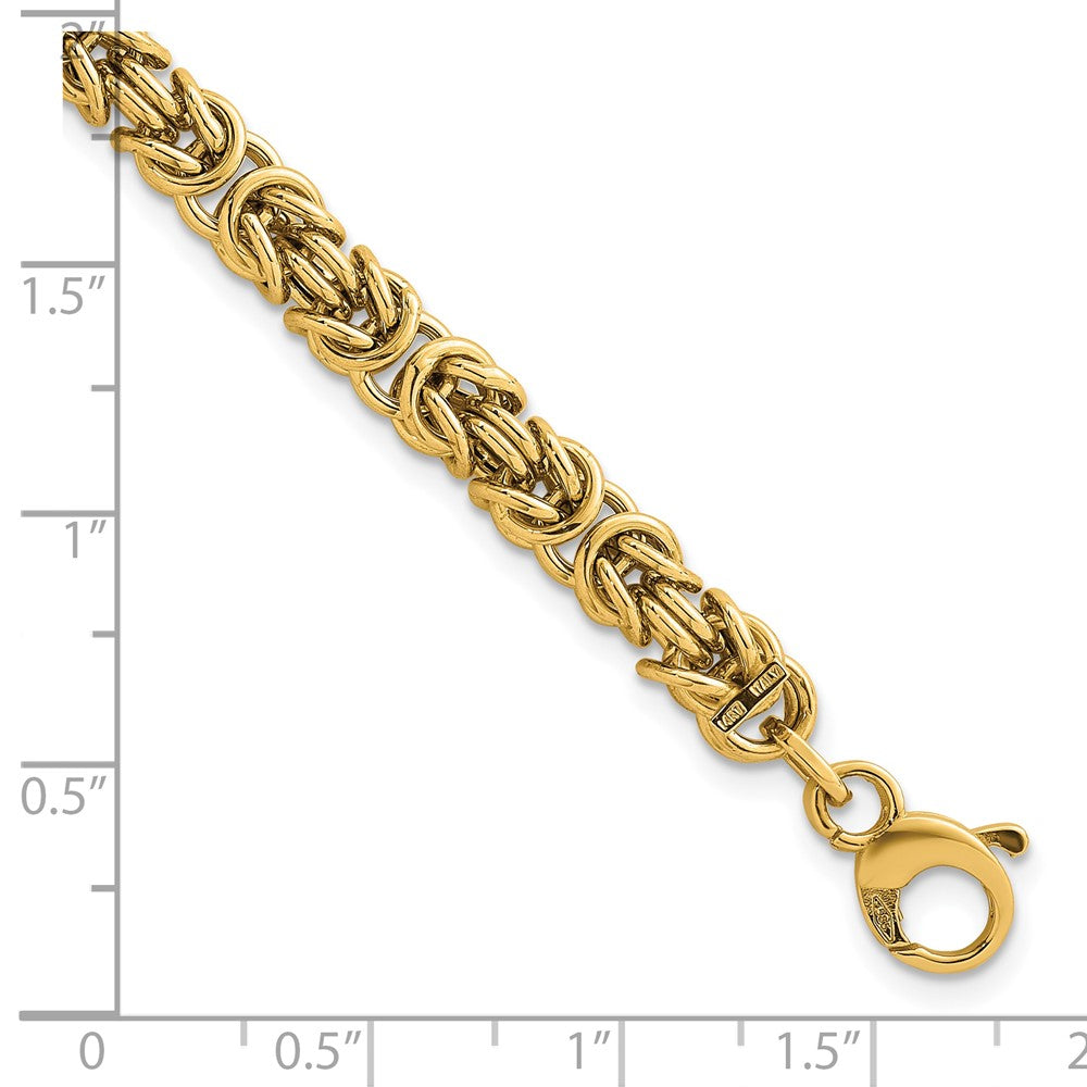 14K Polished 7.5in Rounded Byzantine Link Bracelet