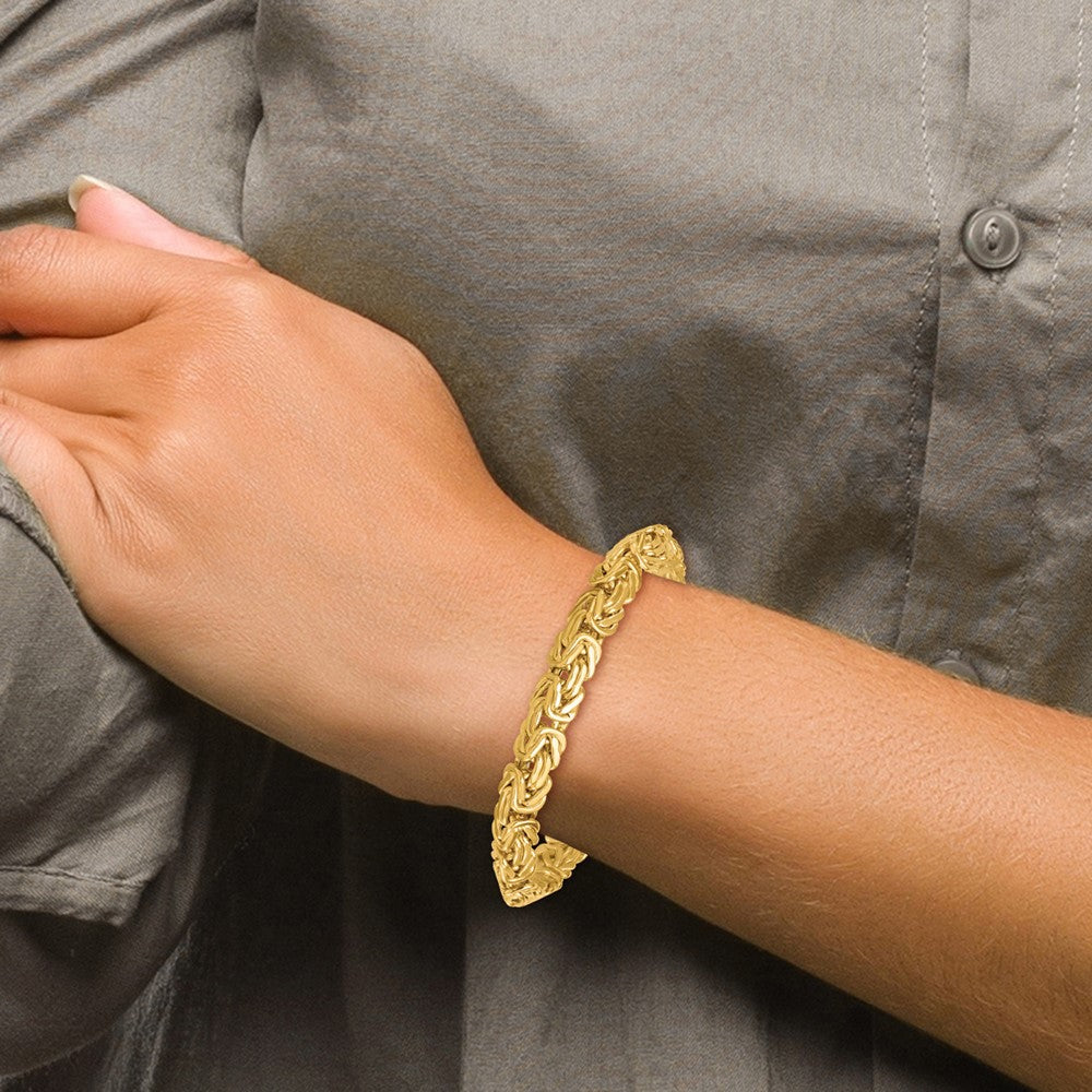14k Polished 7.5in Knife Edge Byzantine Link Bracelet