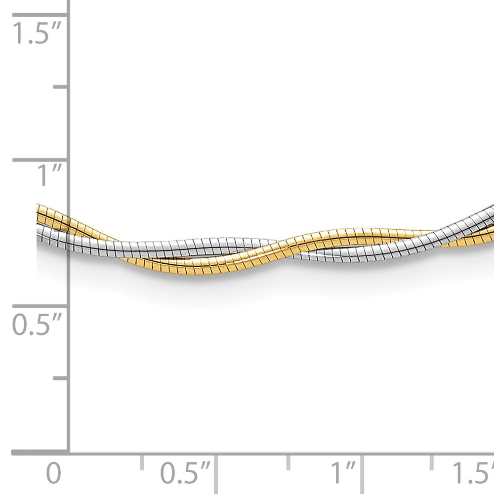 14k Two-tone Polished Twisted Omega Bracelet