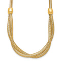 14k Polished 18in Twisted with Beads Flexible Mesh Necklace