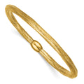 14k Polished Flexible Mesh with Bead Slip-on Stretch Bracelet