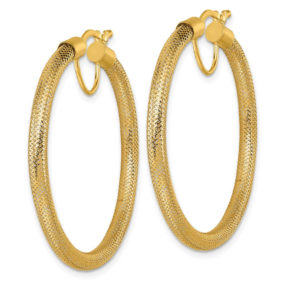14k Polished Flexible Mesh Hinged Hoop Earrings