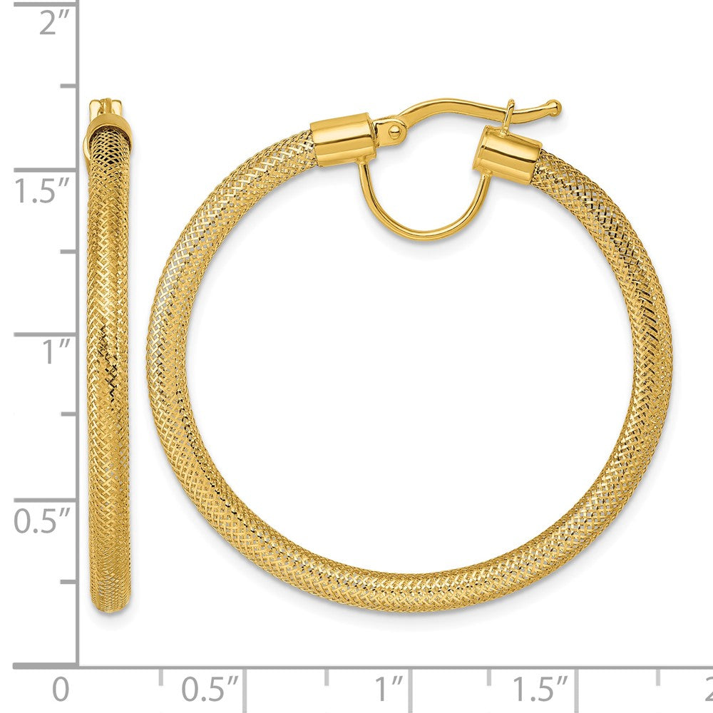 14k Polished Flexible Mesh Hinged Hoop Earrings