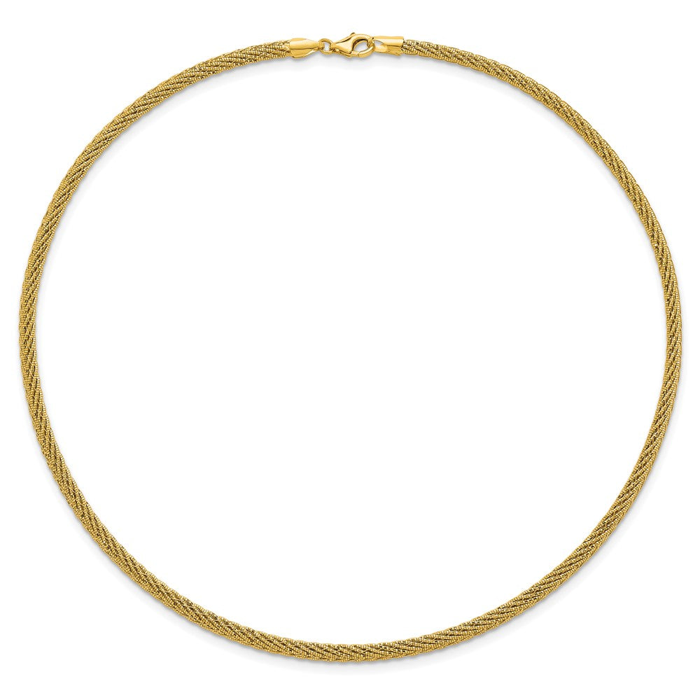 14k Polished and D/C Round Woven Wire Bracelet