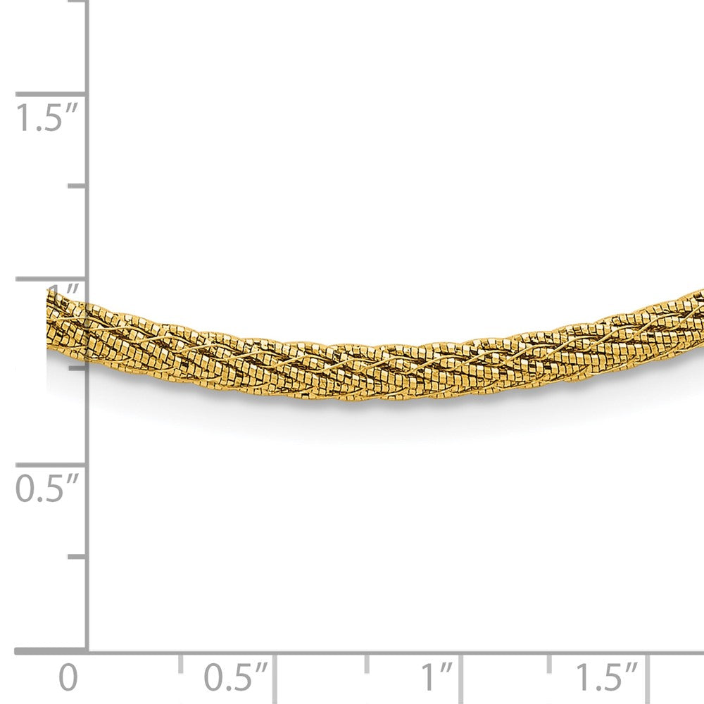 14k Polished and D/C Round Woven Wire Bracelet