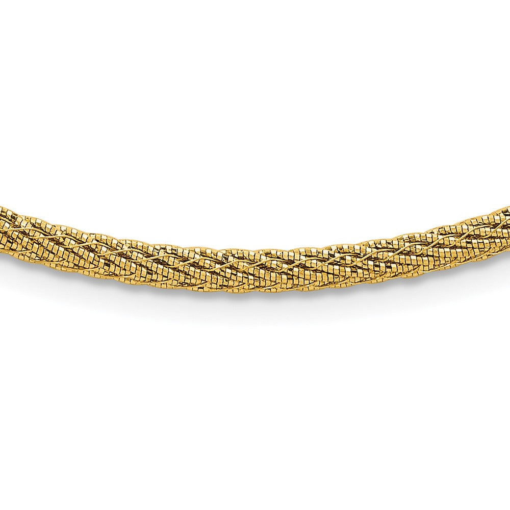 14k Polished and D/C Round Woven Wire Bracelet