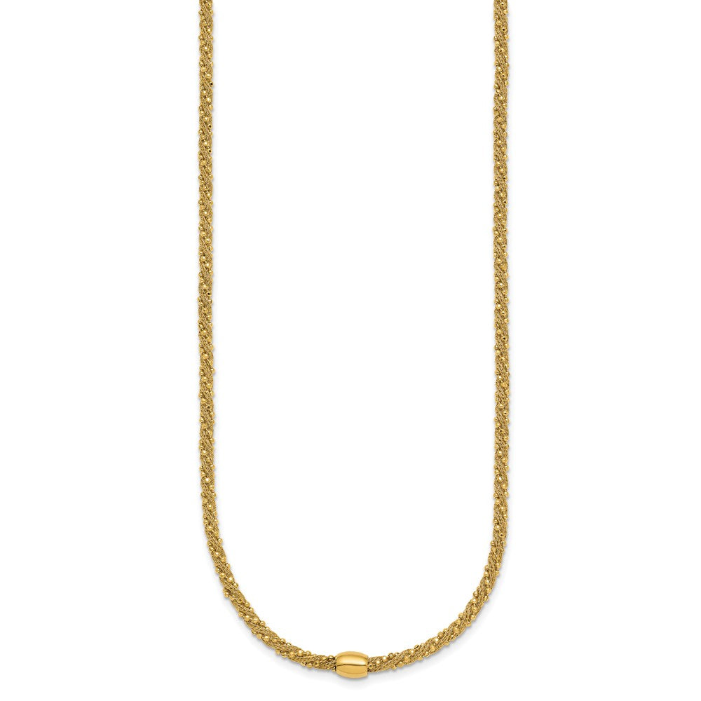 14k Polished and Textured Twist with Bead Bracelet