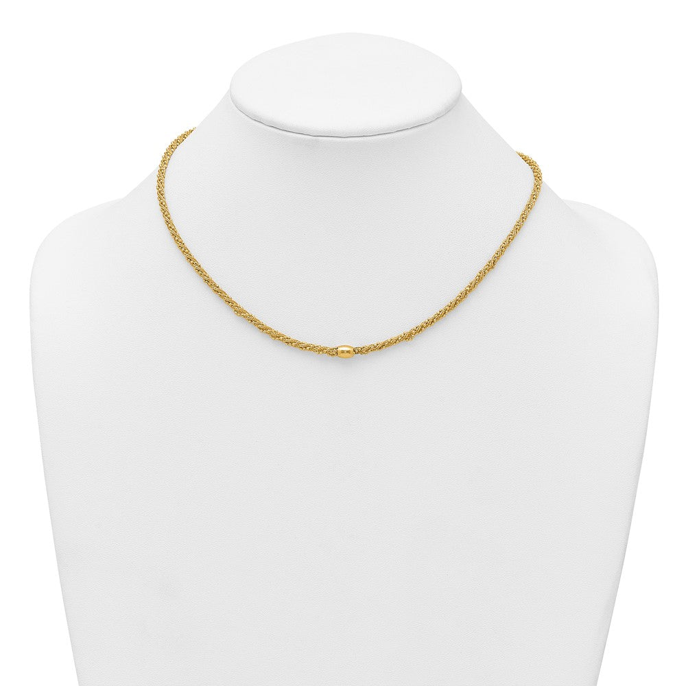 14k Polished and Textured Twist with Bead Bracelet