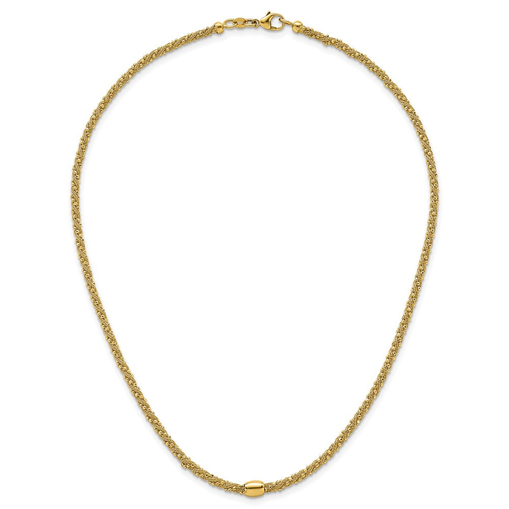 14k Polished and Textured Twist with Bead Bracelet