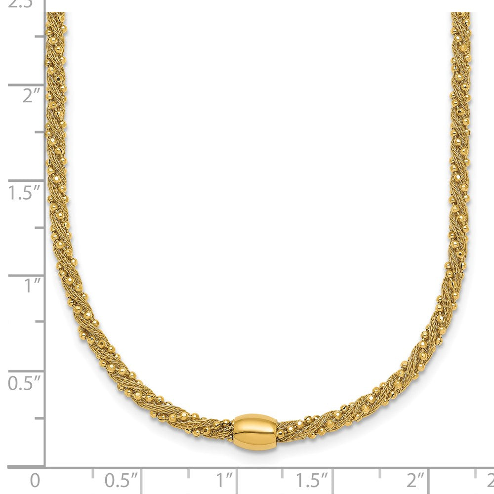 14k Polished and Textured Twist with Bead Bracelet
