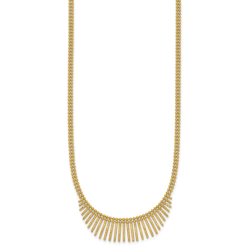 14k Polished and Textured 2 Strand Multi Dangle 17in Necklace