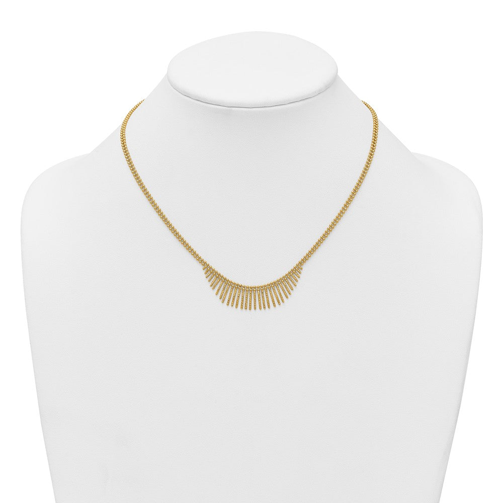 14k Polished and Textured 2 Strand Multi Dangle 17in Necklace
