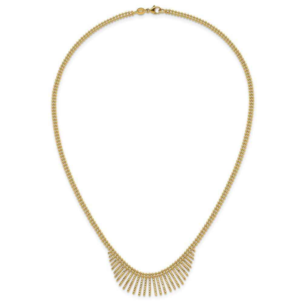 14k Polished and Textured 2 Strand Multi Dangle 17in Necklace