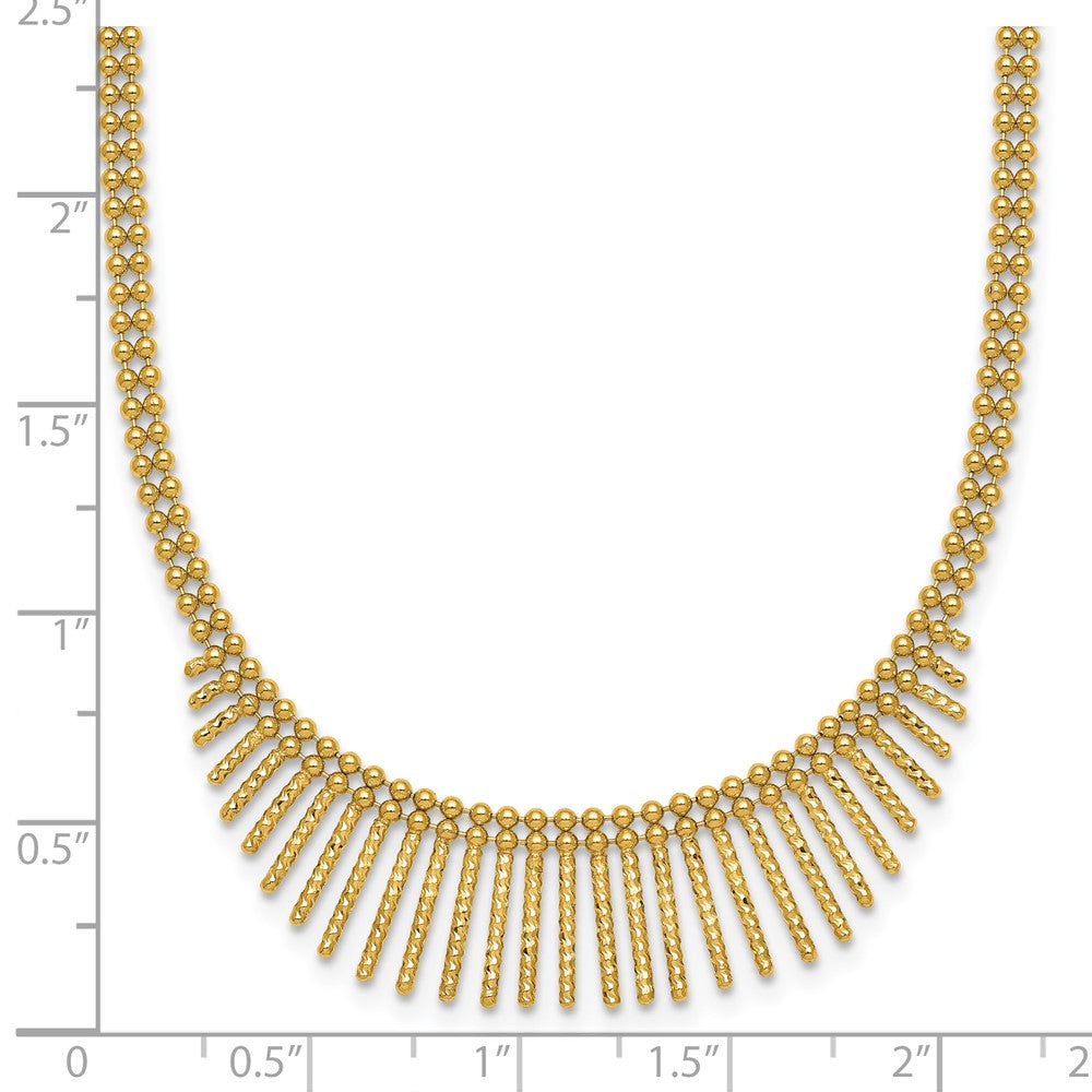 14k Polished and Textured 2 Strand Multi Dangle 17in Necklace