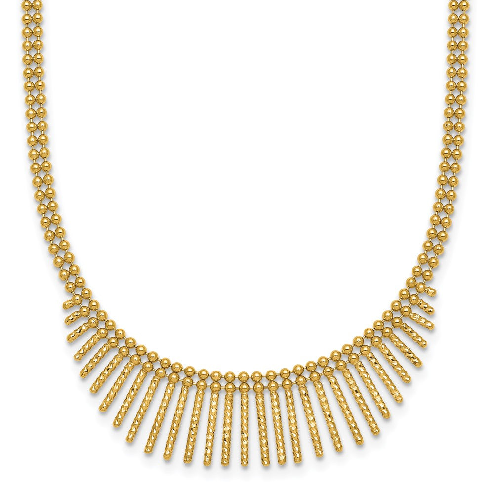 14k Polished and Textured 2 Strand Multi Dangle 17in Necklace