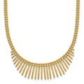 14k Polished and Textured 2 Strand Multi Dangle 17in Necklace