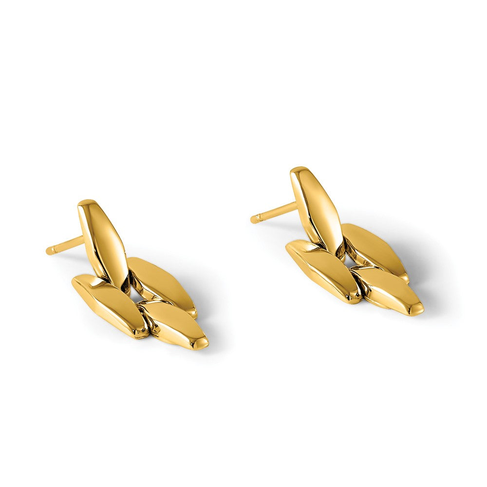 14K Polished Fancy Link Dangle Post Earrings