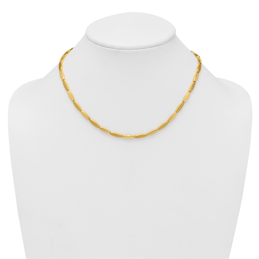 14k Brushed and Polished Fancy Bar Link 4mm Necklace