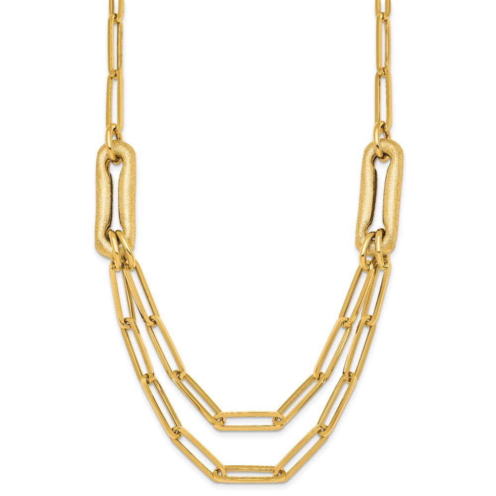 14k Polished And Brushed Paperclip Link Bracelet