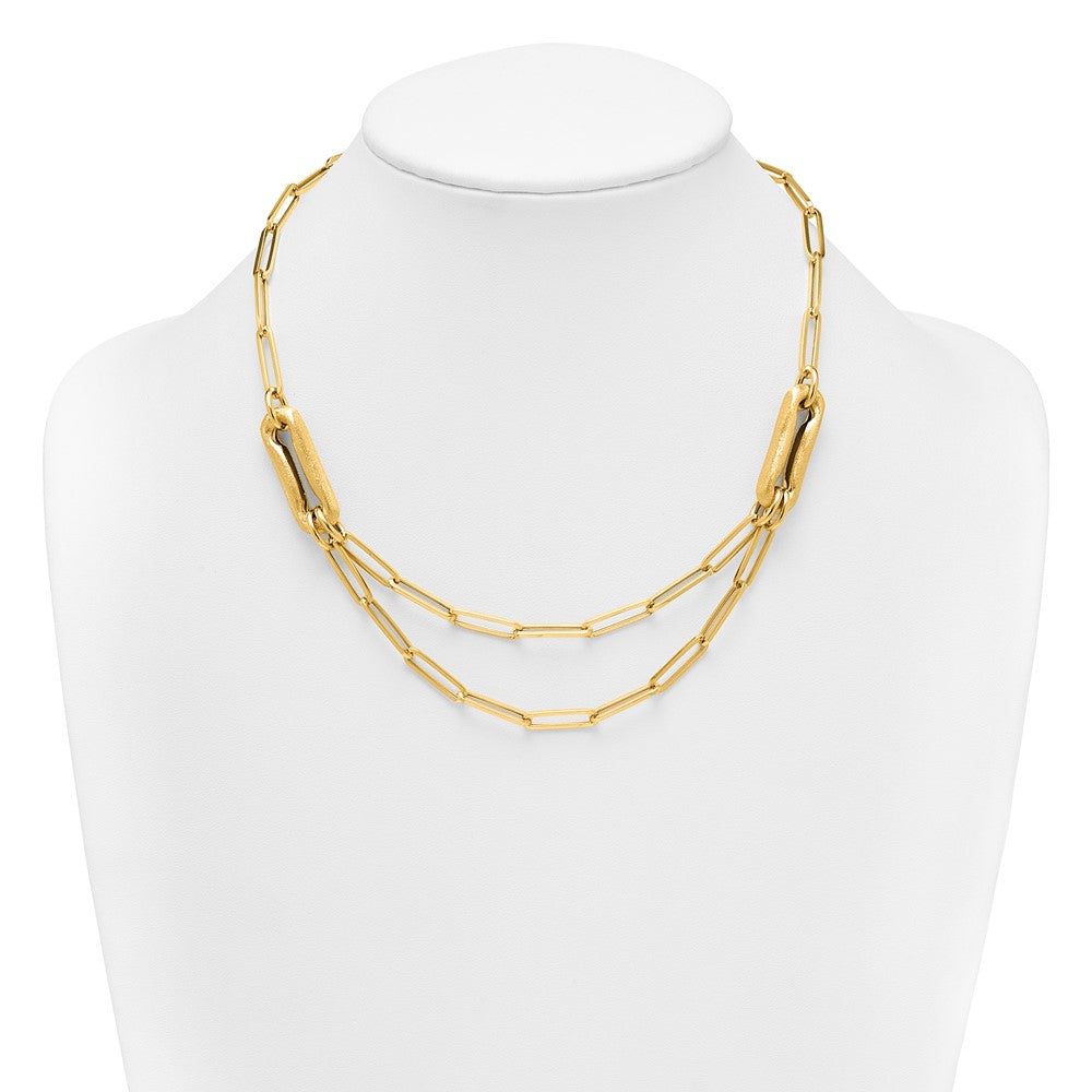 14k Polished And Brushed Paperclip Link Bracelet