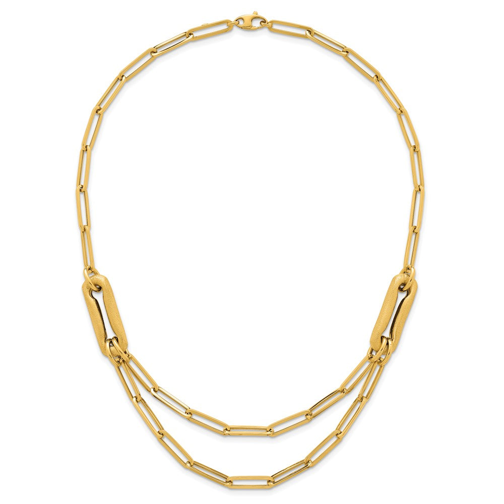 14k Polished And Brushed Paperclip Link Bracelet