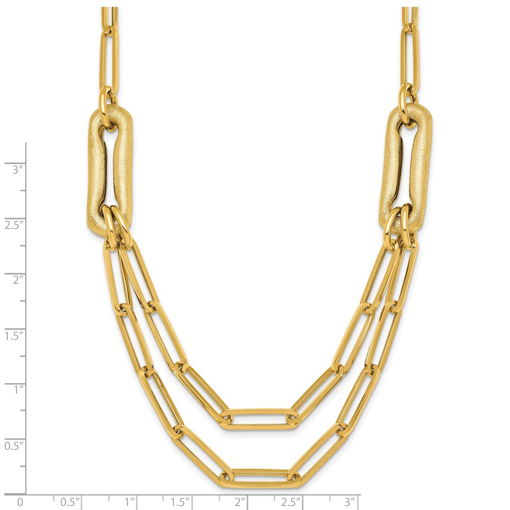 14k Polished And Brushed Paperclip Link Bracelet