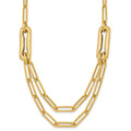 14k Polished And Brushed Paperclip Link Bracelet