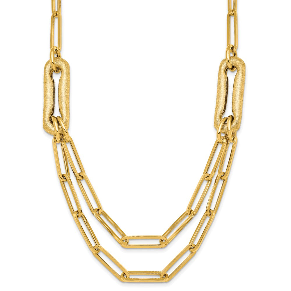 14k Polished And Brushed Paperclip Link Bracelet